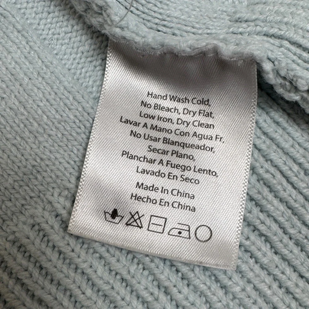 Emory Park Light Blue Checkerboard Knit Sweater Long Sleeve Mock Neck Size‎ M